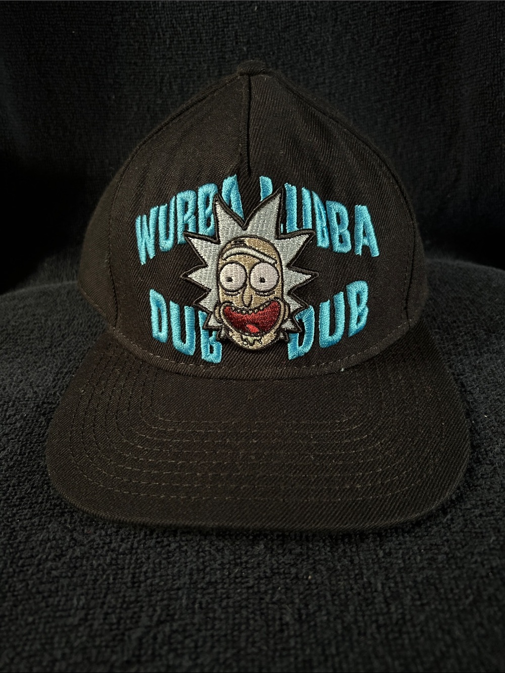 Rick & Morty 'Wubba Lubba Dub Dub' Black Snapback Hat w 3D Embroidered Artwork